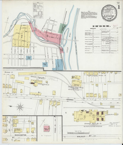 Sanborn Fire Insurance Map from Slatington, Lehigh County, Pennsylvania (1896), Sheet #0001 - Historic Sanborn Fire Insurance Map Print, vintage old map wall art, antique decor, genealogy gift, Pennsylvania Pennsylvania map