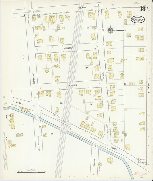 Sanborn Fire Insurance Map from Waverly, Tioga County, New York (1914), Sheet #0018 - Historic Sanborn Fire Insurance Map Print, vintage old map wall art, antique decor, genealogy gift, New York New York map
