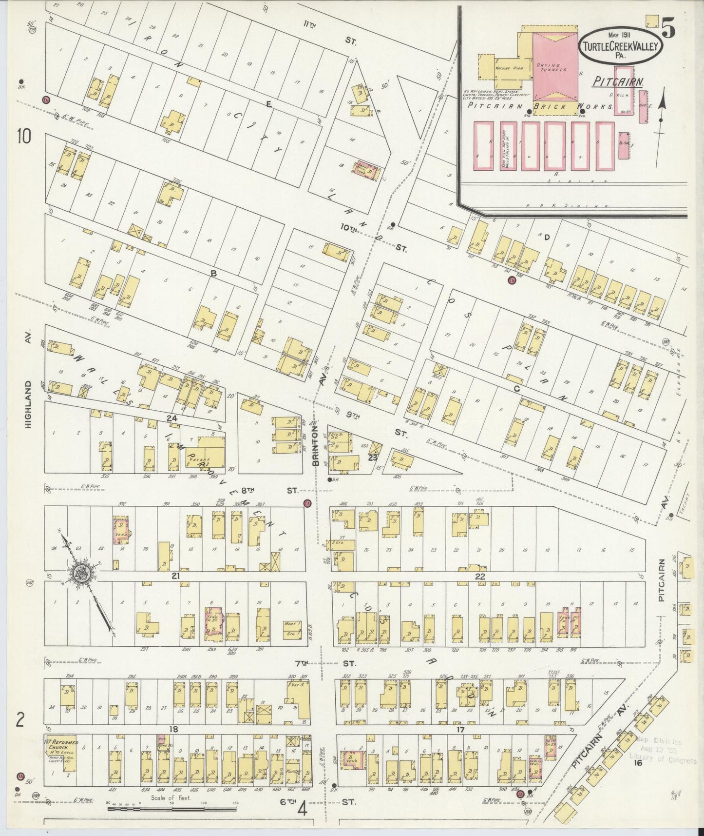 Sanborn Fire Insurance Map from Turtle Creek Valley, Allegheny County, Pennsylvania (1911), Sheet #0005 - Complete Map Set gallery image, historic Sanborn map, vintage wall art, Pennsylvania Pennsylvania
