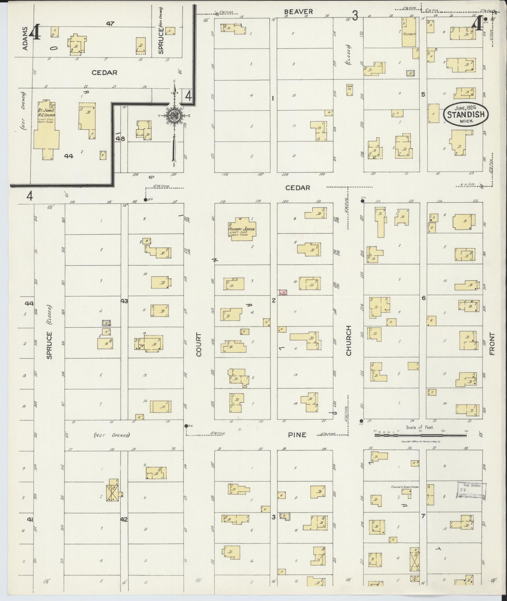 Sanborn Fire Insurance Map from Standish, Arenac County, Michigan (1924), Sheet #0004 - Complete Map Set gallery image, historic Sanborn map, vintage wall art, Michigan Michigan