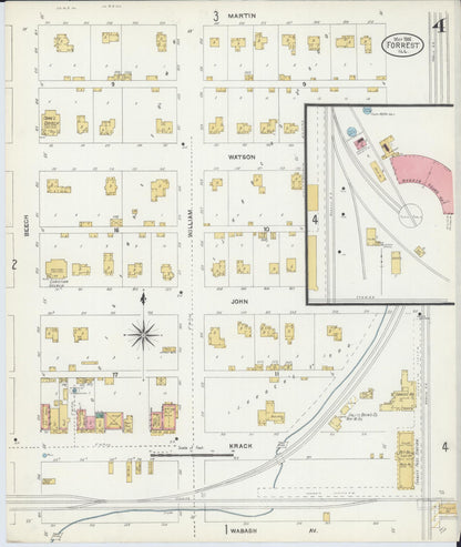 Sanborn Fire Insurance Map from Forrest, Livingston County, Illinois (1906), Sheet #0004 - Complete Map Set gallery image, historic Sanborn map, vintage wall art, Illinois Illinois