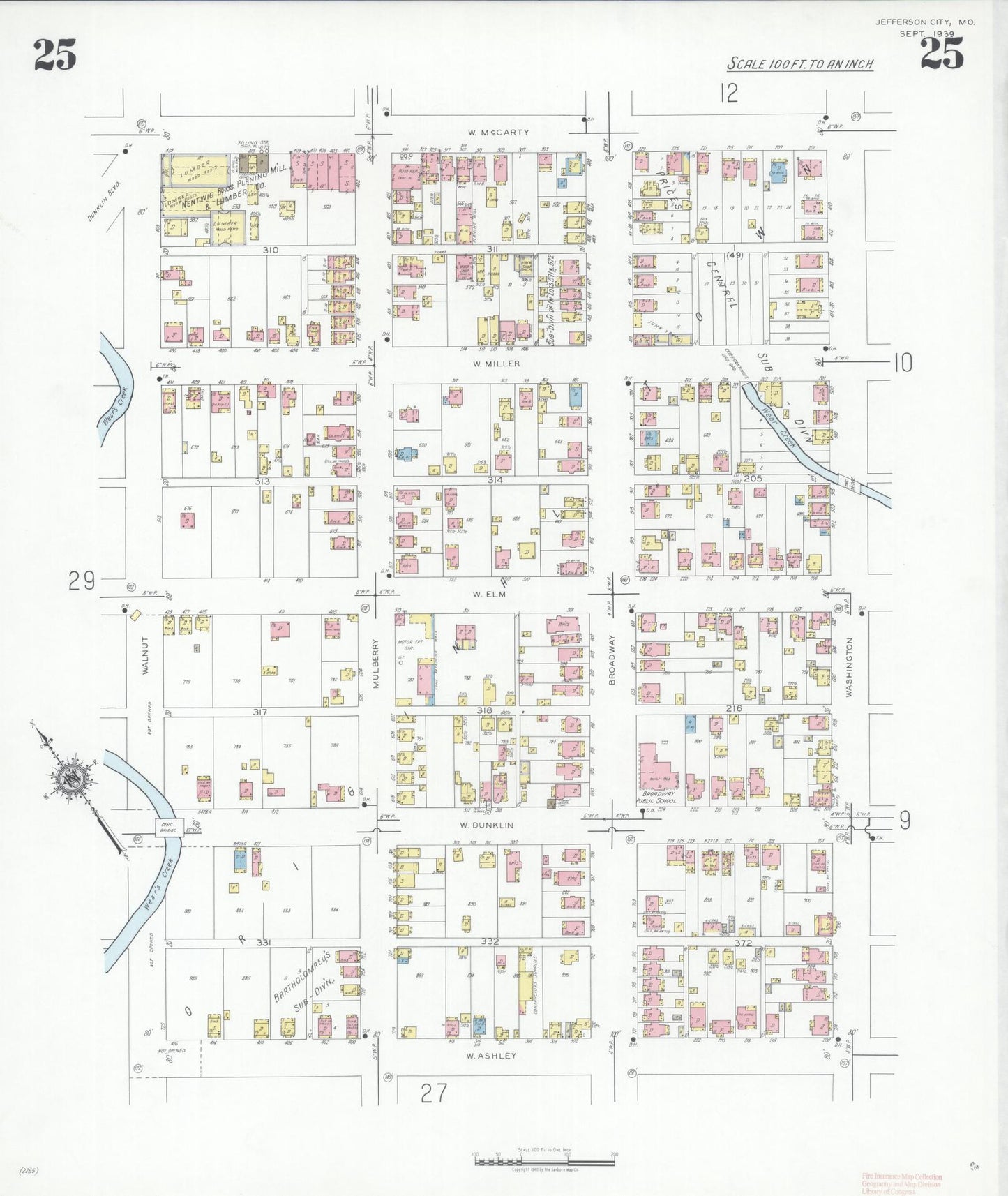 Sanborn Fire Insurance Map from Jefferson City, Cole County, Missouri (1939), Sheet #0025 - Historic Sanborn Fire Insurance Map Print, vintage old map wall art, antique decor, genealogy gift, Missouri Missouri map