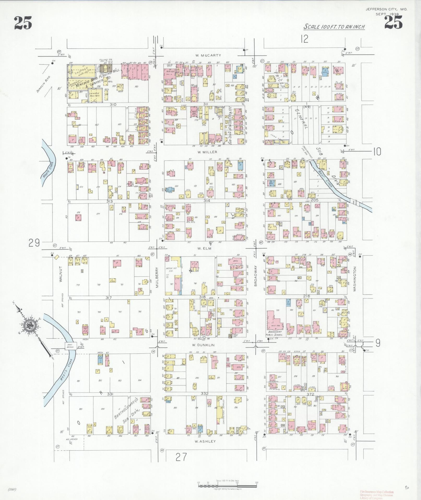 Sanborn Fire Insurance Map from Jefferson City, Cole County, Missouri (1939), Sheet #0025 - Historic Sanborn Fire Insurance Map Print, vintage old map wall art, antique decor, genealogy gift, Missouri Missouri map