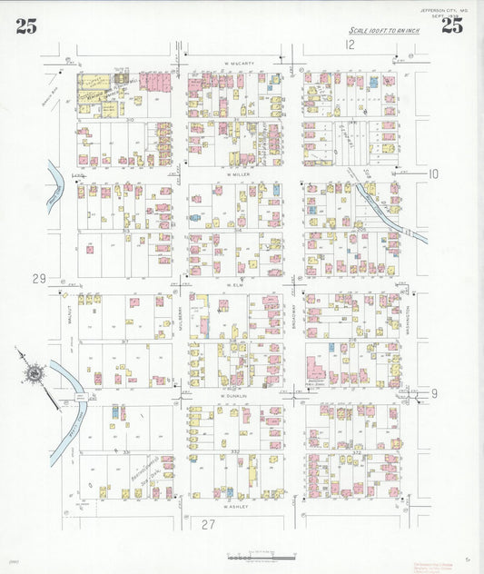Sanborn Fire Insurance Map from Jefferson City, Cole County, Missouri (1939), Sheet #0025 - Historic Sanborn Fire Insurance Map Print, vintage old map wall art, antique decor, genealogy gift, Missouri Missouri map