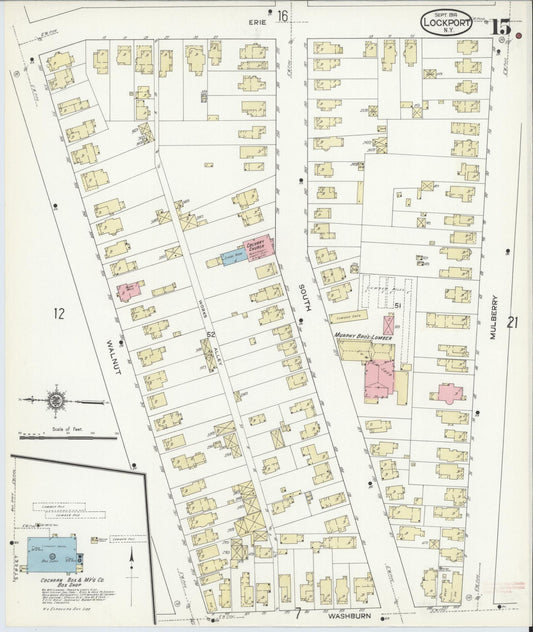 Sanborn Fire Insurance Map from Lockport, Niagara County, New York (1914), Sheet #0015 - Historic Sanborn Fire Insurance Map Print, vintage old map wall art, antique decor, genealogy gift, New York New York map