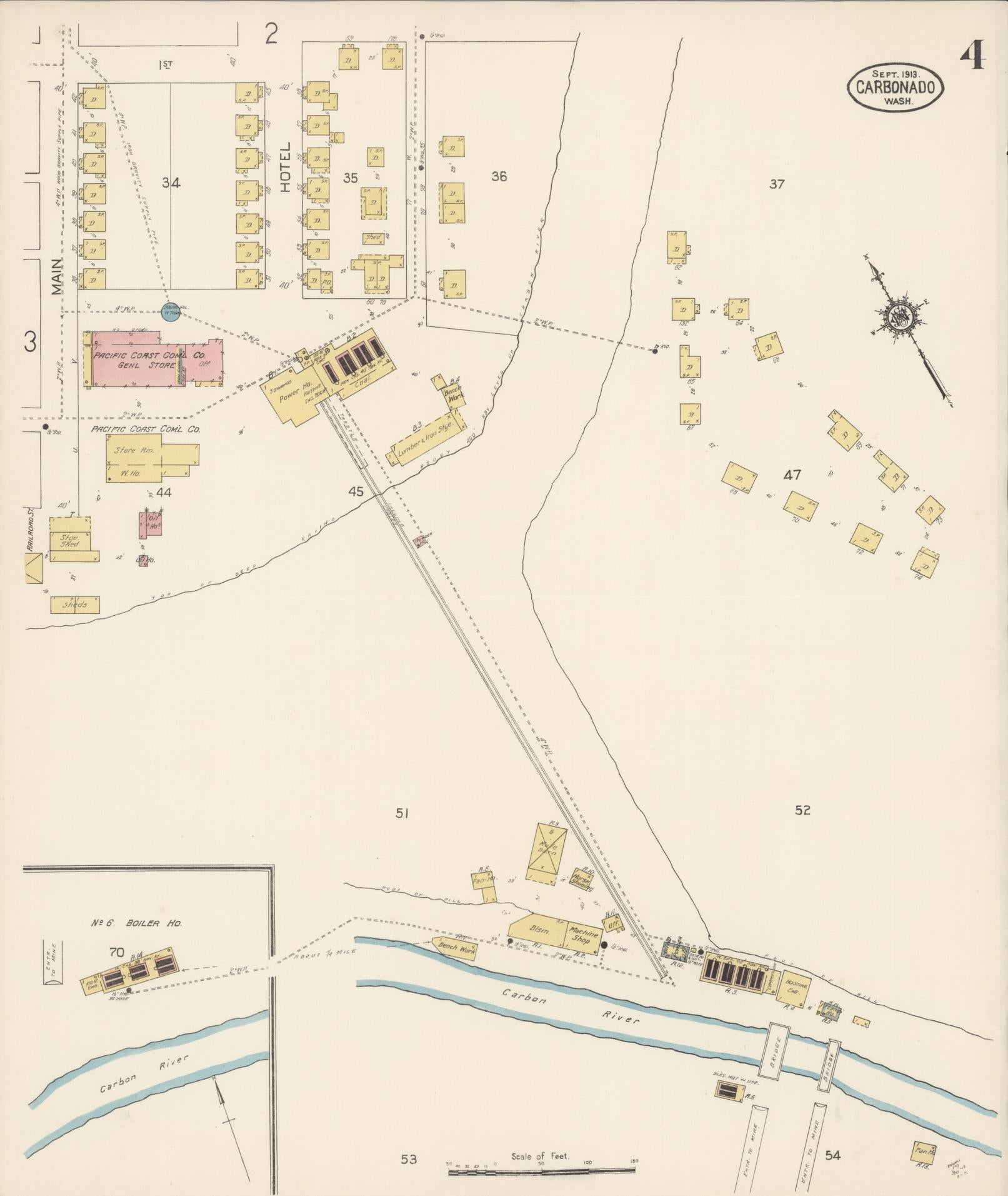Sanborn Fire Insurance Map from Carbonado, Pierce County, Washington (1913), Sheet #0004 - Complete Map Set gallery image, historic Sanborn map, vintage wall art, Washington Washington