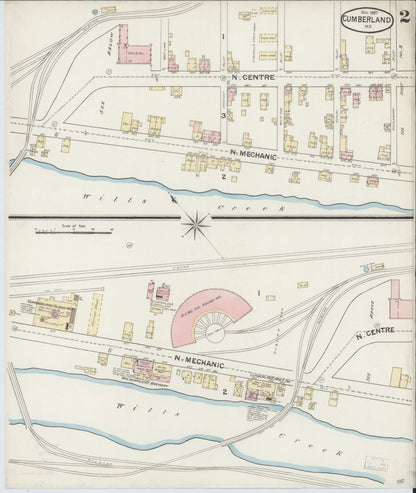 Sanborn Fire Insurance Map from Cumberland, Allegany County, Maryland (1887), Sheet #0002 - Complete Map Set gallery image, historic Sanborn map, vintage wall art, Maryland Maryland