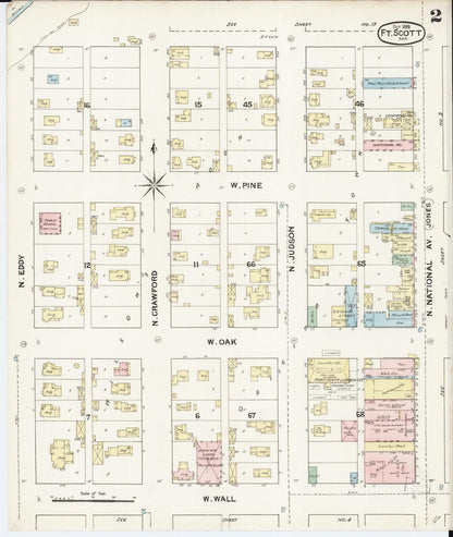 Sanborn Fire Insurance Map from Fort Scott, Bourbon County, Kansas (1888), Sheet #0002 - Complete Map Set gallery image, historic Sanborn map, vintage wall art, Kansas Kansas