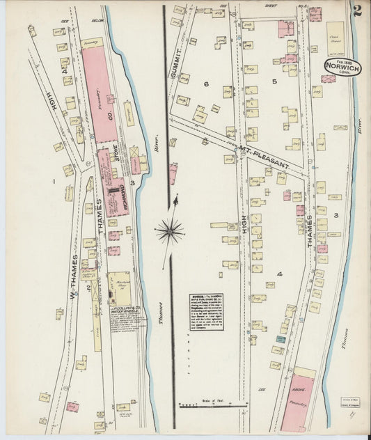 Sanborn Fire Insurance Map from Norwich, New London County, Connecticut (1885), Sheet #0002 - Historic Sanborn Fire Insurance Map Print, vintage old map wall art, antique decor, genealogy gift, Connecticut Connecticut map