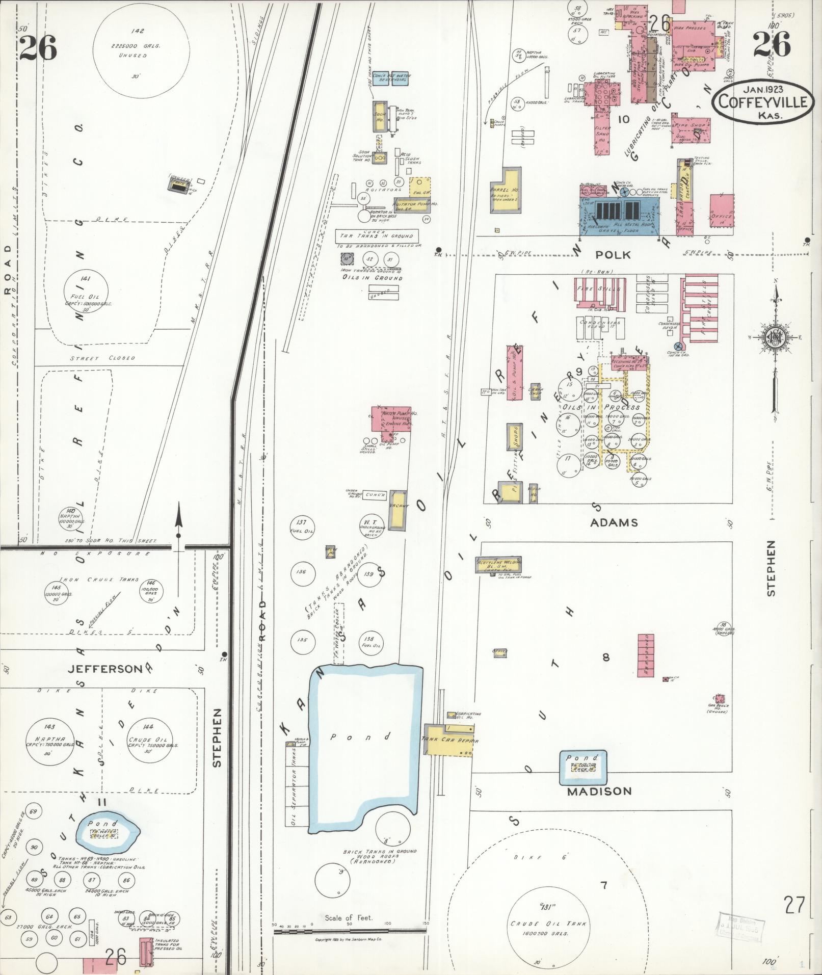 Sanborn Fire Insurance Map from Coffeyville, Montgomery County, Kansas (1923), Sheet #0026 - Complete Map Set gallery image, historic Sanborn map, vintage wall art, Kansas Kansas