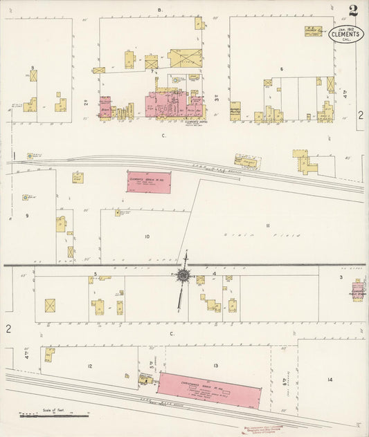 Sanborn Fire Insurance Map from Clements, San Joaquin County, California (1912), Sheet #0002 - Historic Sanborn Fire Insurance Map Print, vintage old map wall art, antique decor, genealogy gift, California California map