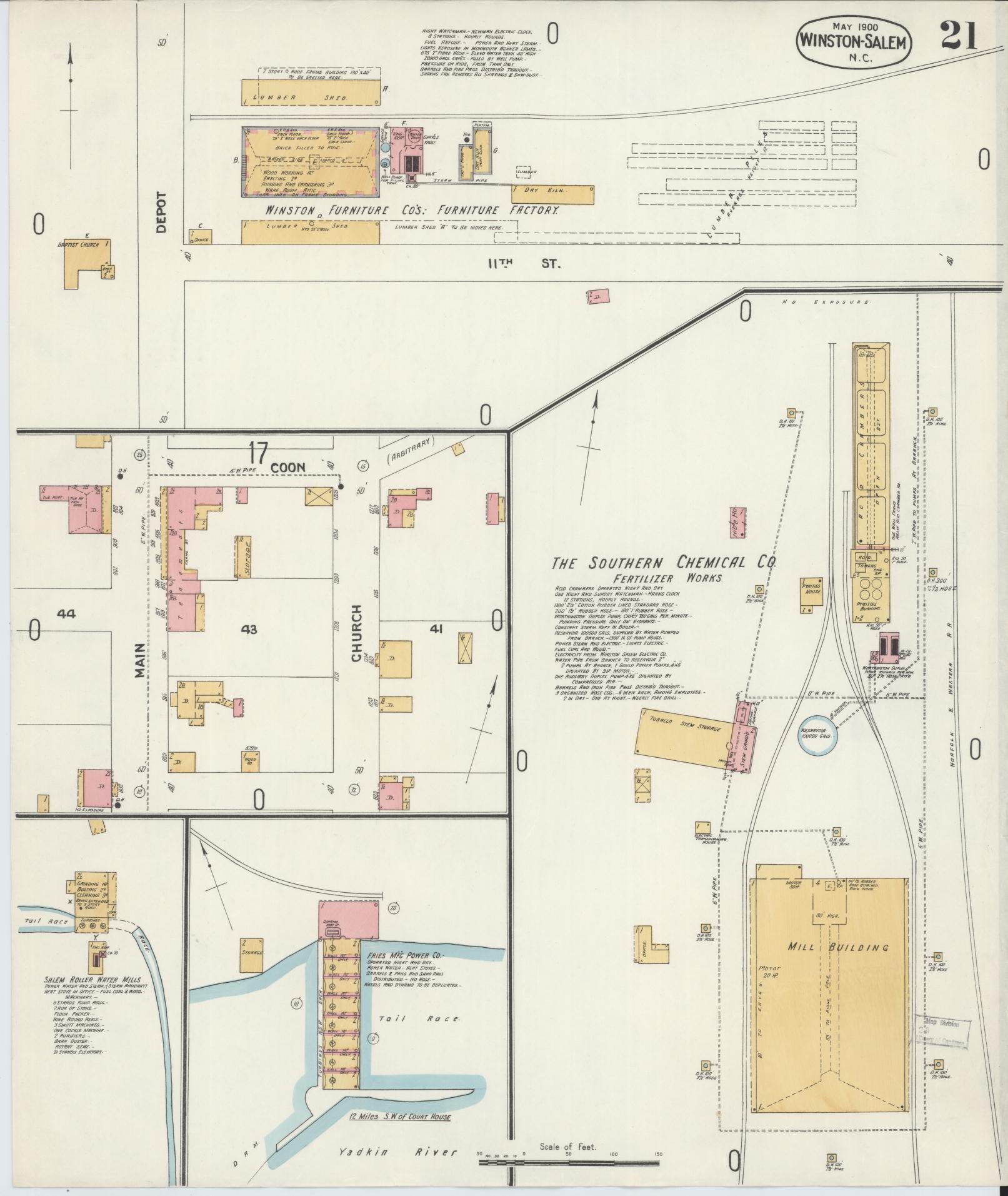 Sanborn Fire Insurance Map from Winston-Salem, Forsyth County, North Carolina (1900), Sheet #0021 - Complete Map Set gallery image, historic Sanborn map, vintage wall art, North Carolina North Carolina