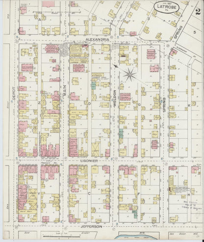 Sanborn Fire Insurance Map from Latrobe, Westmoreland County, Pennsylvania (1887), Sheet #0002 - Complete Map Set gallery image, historic Sanborn map, vintage wall art, Pennsylvania Pennsylvania