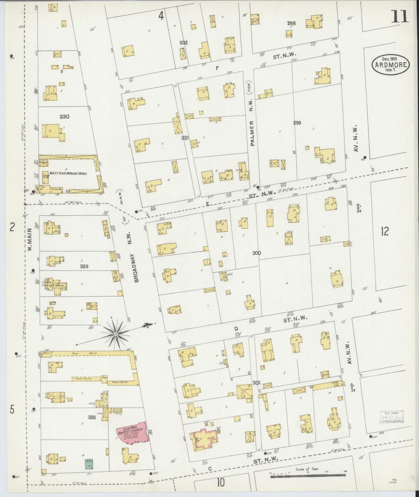 Sanborn Fire Insurance Map from Ardmore, Carter County, Oklahoma (1903), Sheet #0011 - Complete Map Set gallery image, historic Sanborn map, vintage wall art, Oklahoma Oklahoma