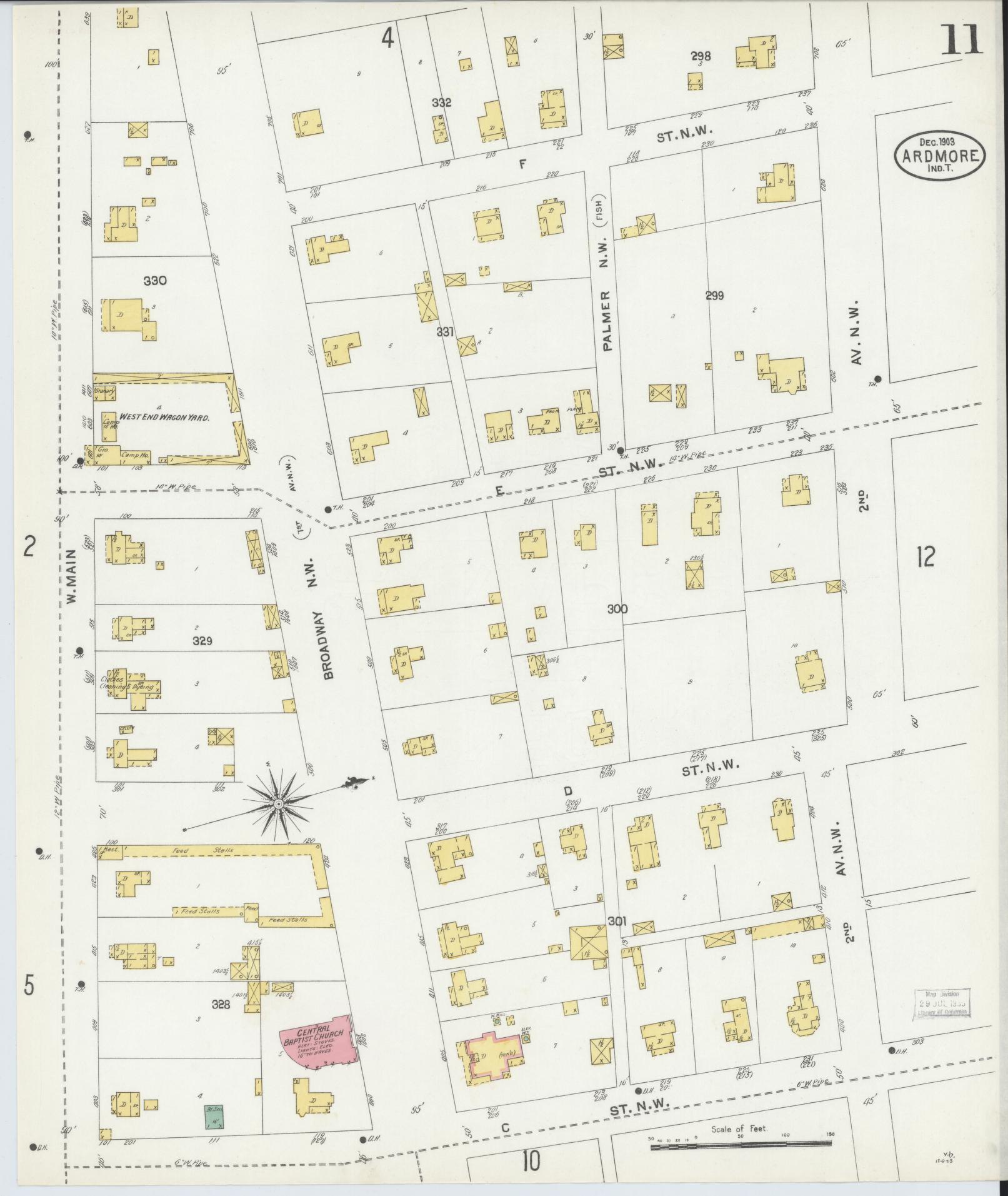 Sanborn Fire Insurance Map from Ardmore, Carter County, Oklahoma (1903), Sheet #0011 - Complete Map Set gallery image, historic Sanborn map, vintage wall art, Oklahoma Oklahoma