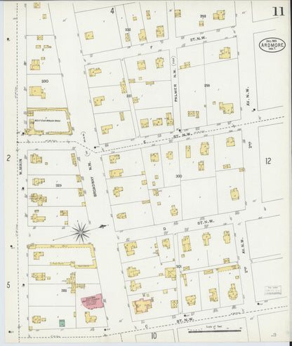 Sanborn Fire Insurance Map from Ardmore, Carter County, Oklahoma (1903), Sheet #0011 - Complete Map Set gallery image, historic Sanborn map, vintage wall art, Oklahoma Oklahoma