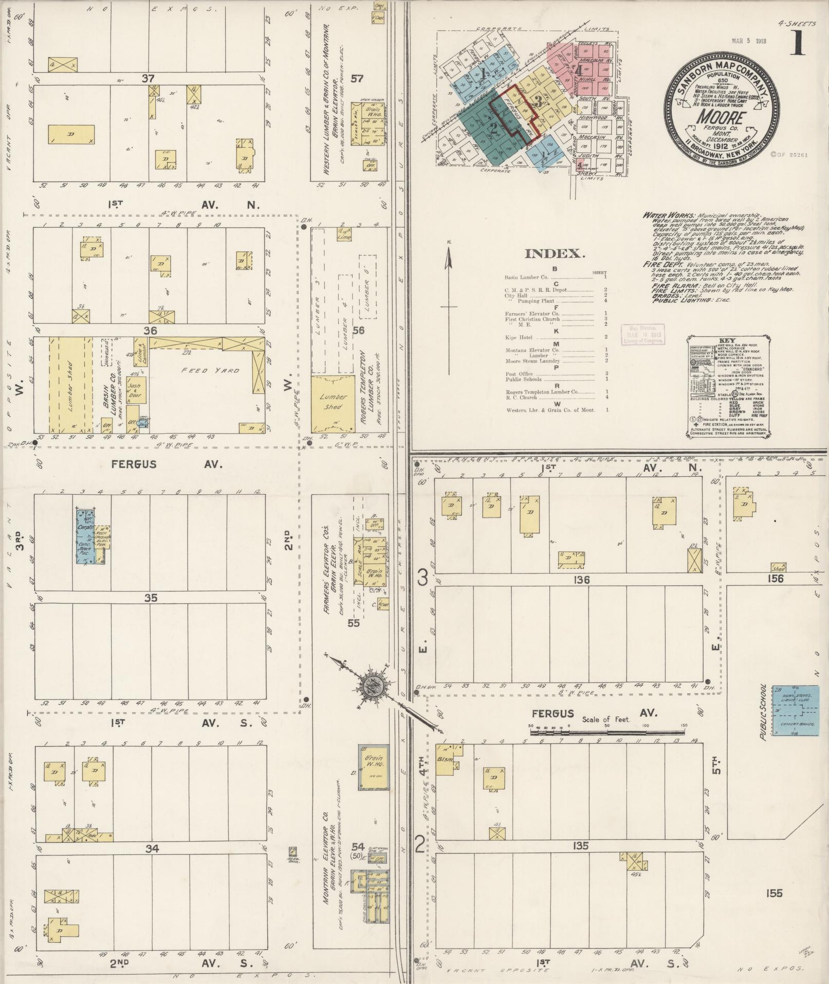Sanborn Fire Insurance Map from Moore, Fergus County, Montana (1912), Sheet #0001 - Historic Sanborn Fire Insurance Map Print, vintage old map wall art, antique decor, genealogy gift, Montana Montana map