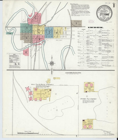 Sanborn Fire Insurance Map from Ottawa, Putnam County, Ohio (1911), Sheet #0001 - Historic Sanborn Fire Insurance Map Print, vintage old map wall art, antique decor, genealogy gift, Ohio Ohio map
