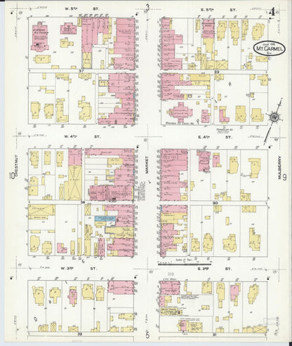 Sanborn Fire Insurance Map from Mount Carmel, Wabash County, Illinois (1910), Sheet #0004 - Complete Map Set gallery image, historic Sanborn map, vintage wall art, Illinois Illinois