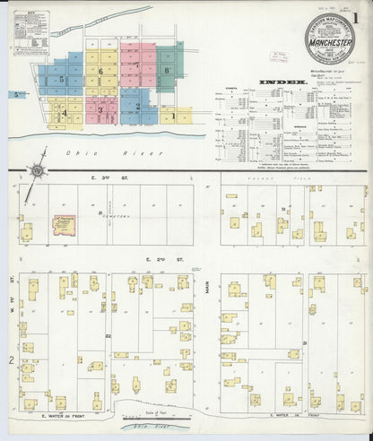 Sanborn Fire Insurance Map from Manchester, Adams County, Ohio (1912), Sheet #0001 - Historic Sanborn Fire Insurance Map Print, vintage old map wall art, antique decor, genealogy gift, Ohio Ohio map