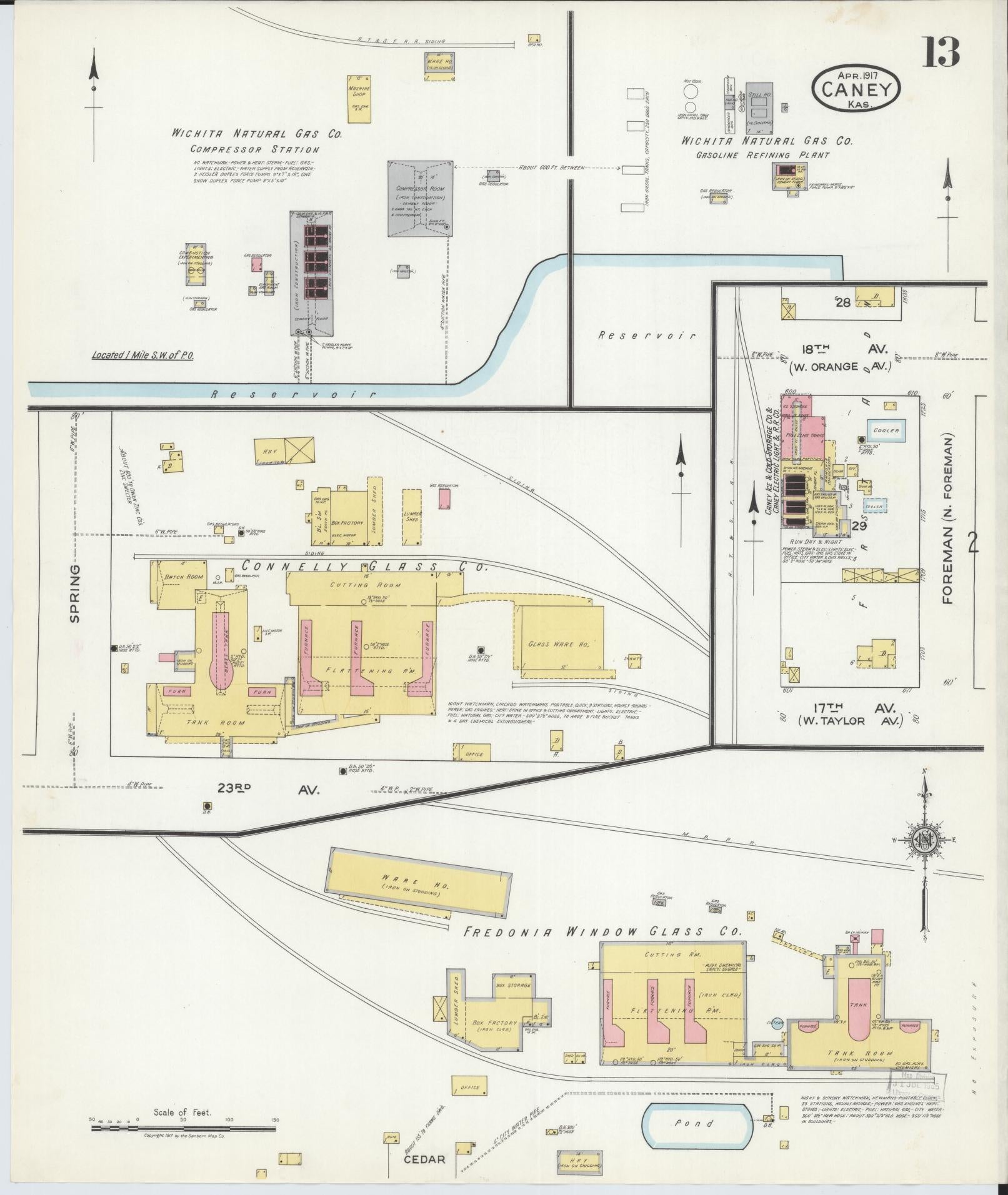 Sanborn Fire Insurance Map from Caney, Montgomery County, Kansas (1917), Sheet #0013 - Complete Map Set gallery image, historic Sanborn map, vintage wall art, Kansas Kansas