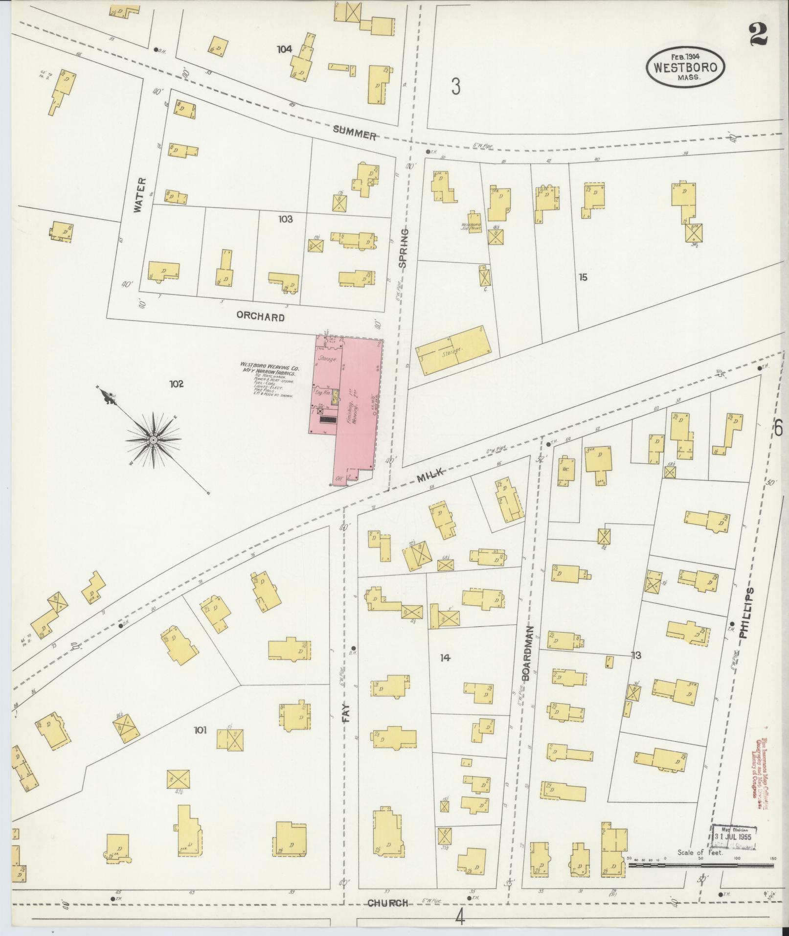 Sanborn Fire Insurance Map from Westboro, Worcester County, Massachusetts (1904), Sheet #0002 - Complete Map Set gallery image, historic Sanborn map, vintage wall art, Massachusetts Massachusetts