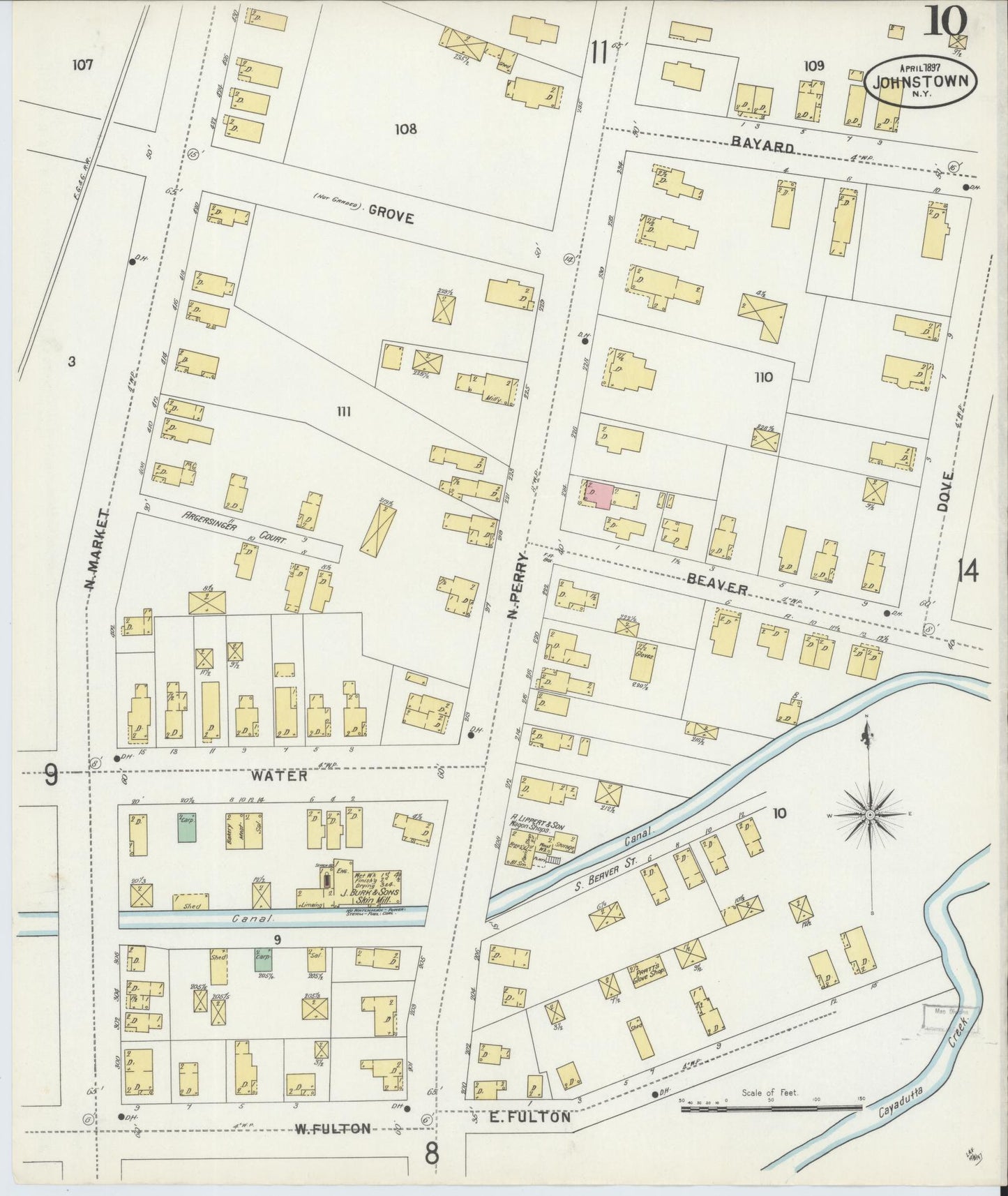 Sanborn Fire Insurance Map from Johnstown, Fulton County, New York (1897), Sheet #0010 - Complete Map Set gallery image, historic Sanborn map, vintage wall art, New York New York