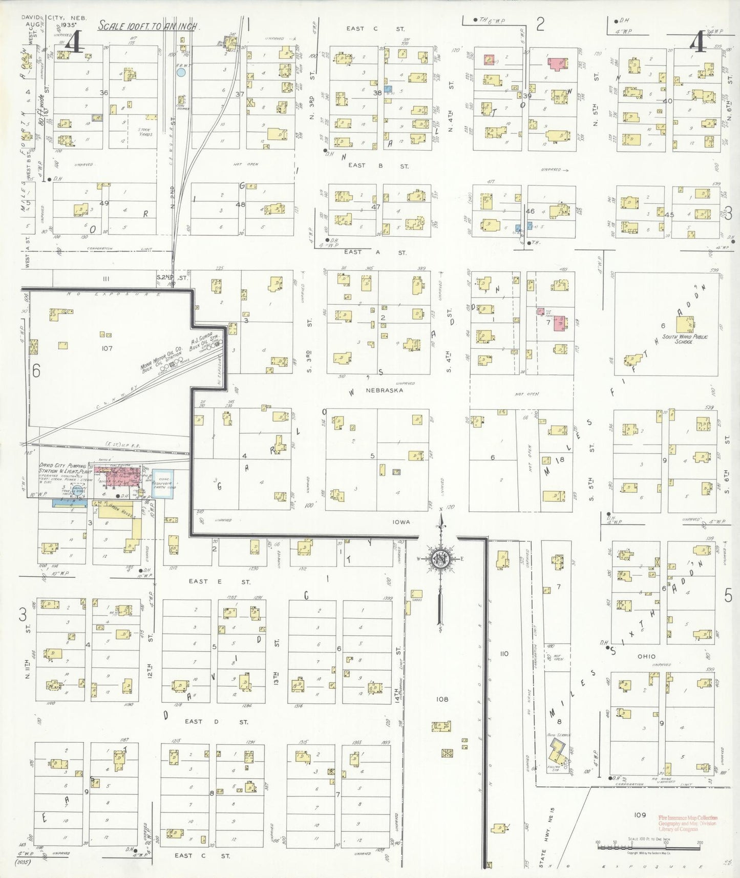 Sanborn Fire Insurance Map from David City, Butler County, Nebraska (1935), Sheet #0004 - Complete Map Set gallery image, historic Sanborn map, vintage wall art, Nebraska Nebraska