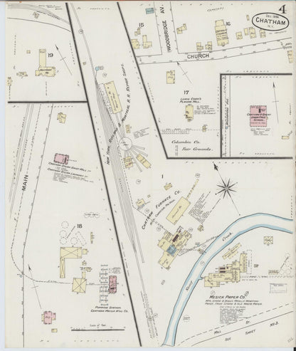 Sanborn Fire Insurance Map from Chatham, Columbia County, New York (1886), Sheet #0004 - Historic Sanborn Fire Insurance Map Print, vintage old map wall art, antique decor, genealogy gift, New York New York map