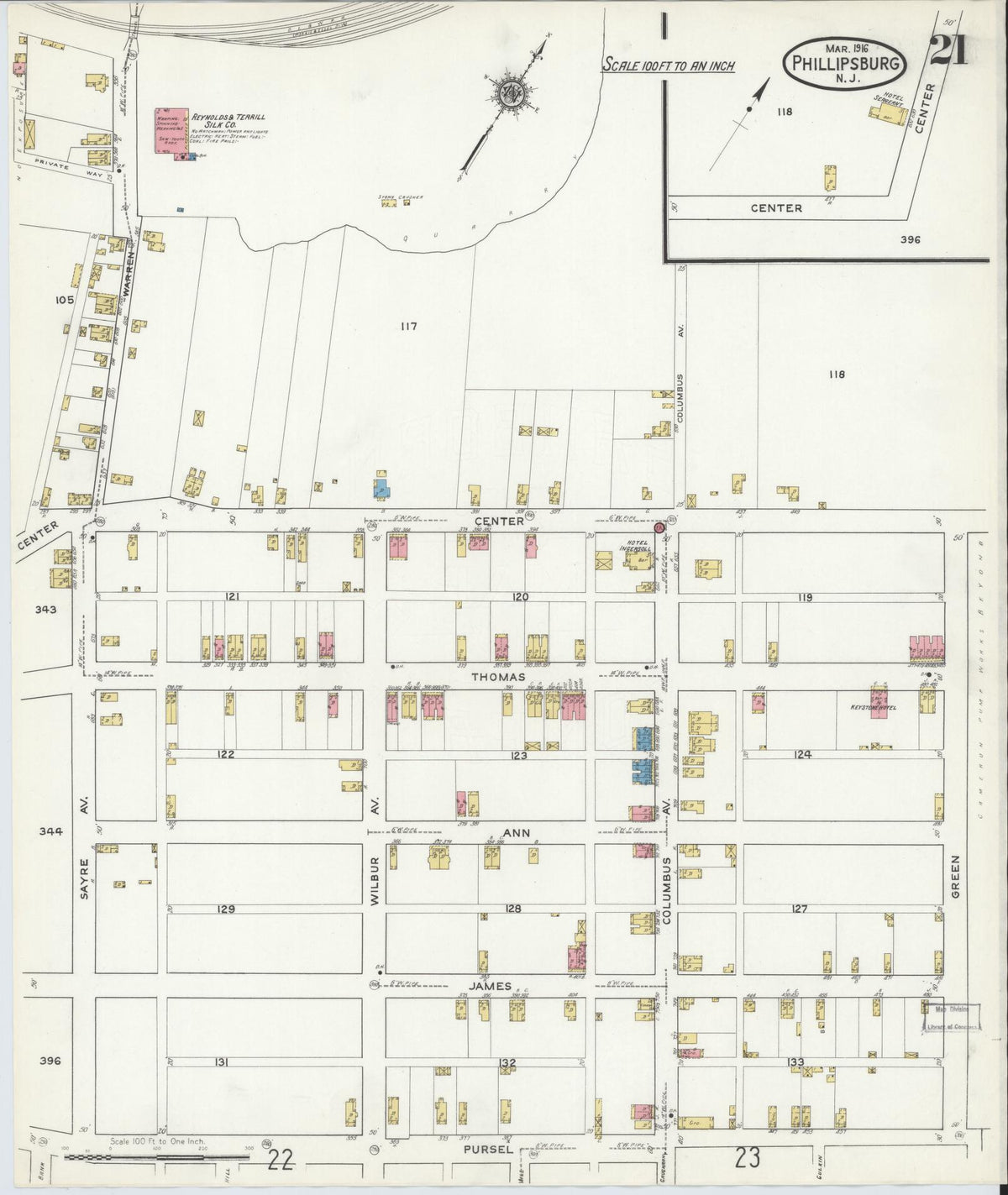 Sanborn Fire Insurance Map from Phillipsburg, Warren County, New Jersey (1916), Sheet #0021 - Complete Map Set gallery image, historic Sanborn map, vintage wall art, New Jersey New Jersey