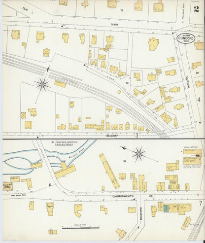 Sanborn Fire Insurance Map from Concord, Middlesex County, Massachusetts (1903), Sheet #0002 - Complete Map Set gallery image, historic Sanborn map, vintage wall art, Massachusetts Massachusetts