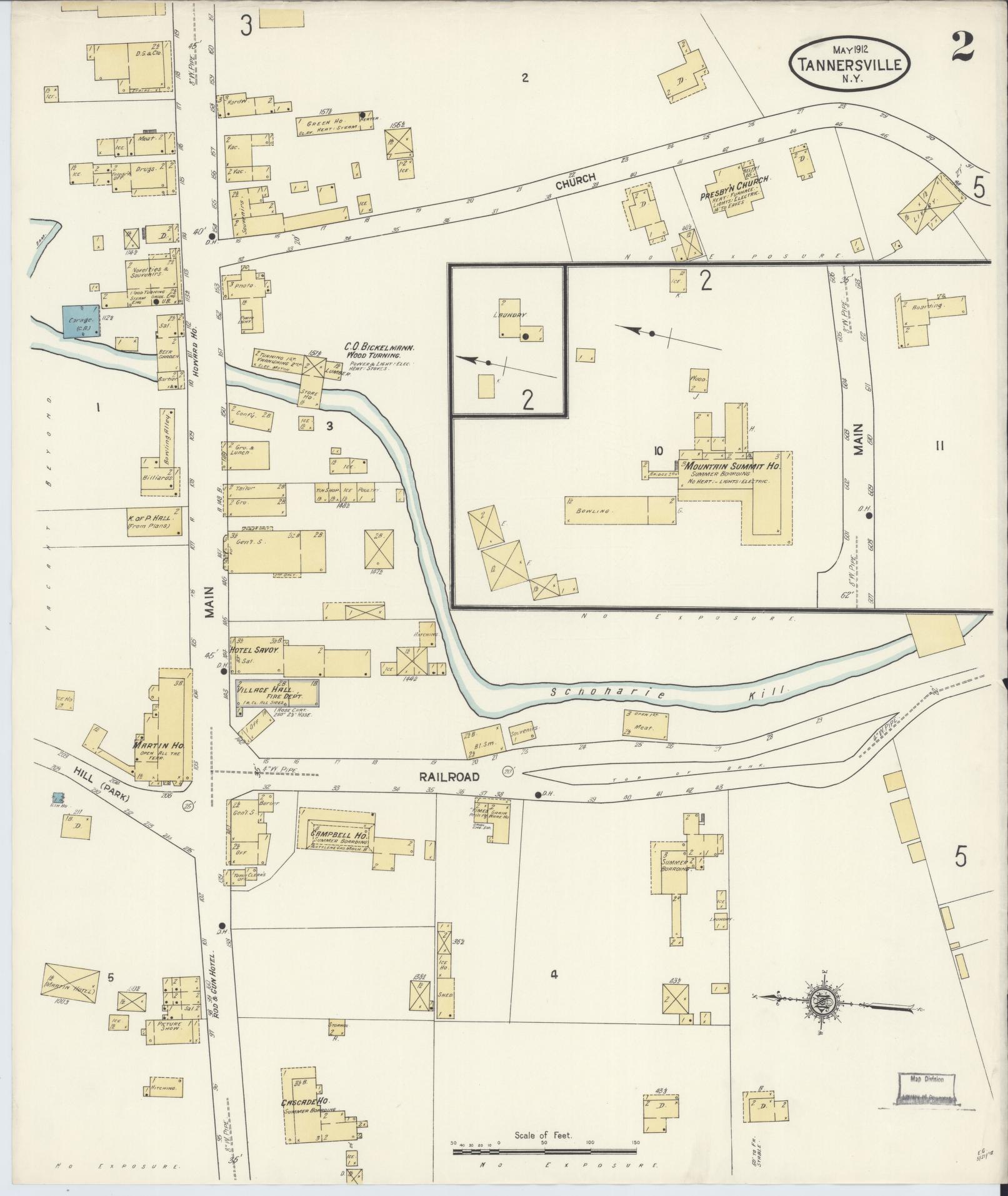 Sanborn Fire Insurance Map from Tannersville, Greene County, New York (1912), Sheet #0002 - Complete Map Set gallery image, historic Sanborn map, vintage wall art, New York New York