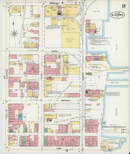 Sanborn Fire Insurance Map from Alexandria, Independent Cities, Virginia (1902), Sheet #0009 - Complete Map Set gallery image, historic Sanborn map, vintage wall art, Virginia Virginia
