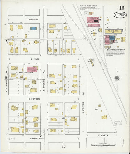Sanborn Fire Insurance Map from El Reno, Canadian County, Oklahoma (1920), Sheet #0016 - Complete Map Set gallery image, historic Sanborn map, vintage wall art, Oklahoma Oklahoma