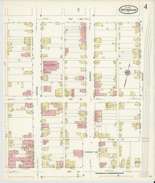 Sanborn Fire Insurance Map from New Cumberland, Cumberland County, Pennsylvania (1913), Sheet #0004 - Historic Sanborn Fire Insurance Map Print, vintage old map wall art, antique decor, genealogy gift, Pennsylvania Pennsylvania map