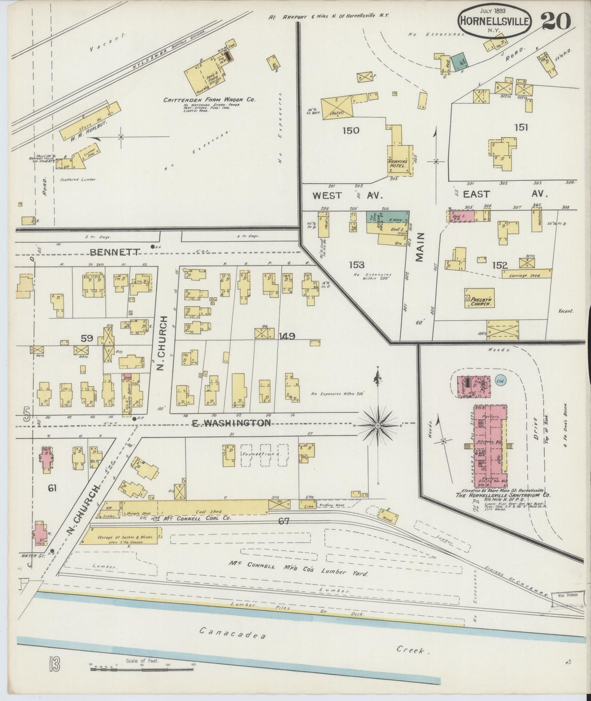 Sanborn Fire Insurance Map from Hornell, Steuben County, New York (1893), Sheet #0020 - Complete Map Set gallery image, historic Sanborn map, vintage wall art, New York New York