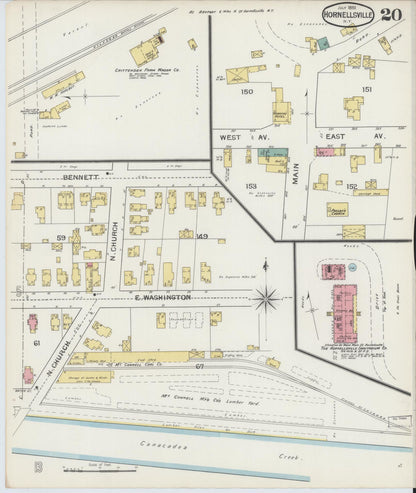 Sanborn Fire Insurance Map from Hornell, Steuben County, New York (1893), Sheet #0020 - Complete Map Set gallery image, historic Sanborn map, vintage wall art, New York New York