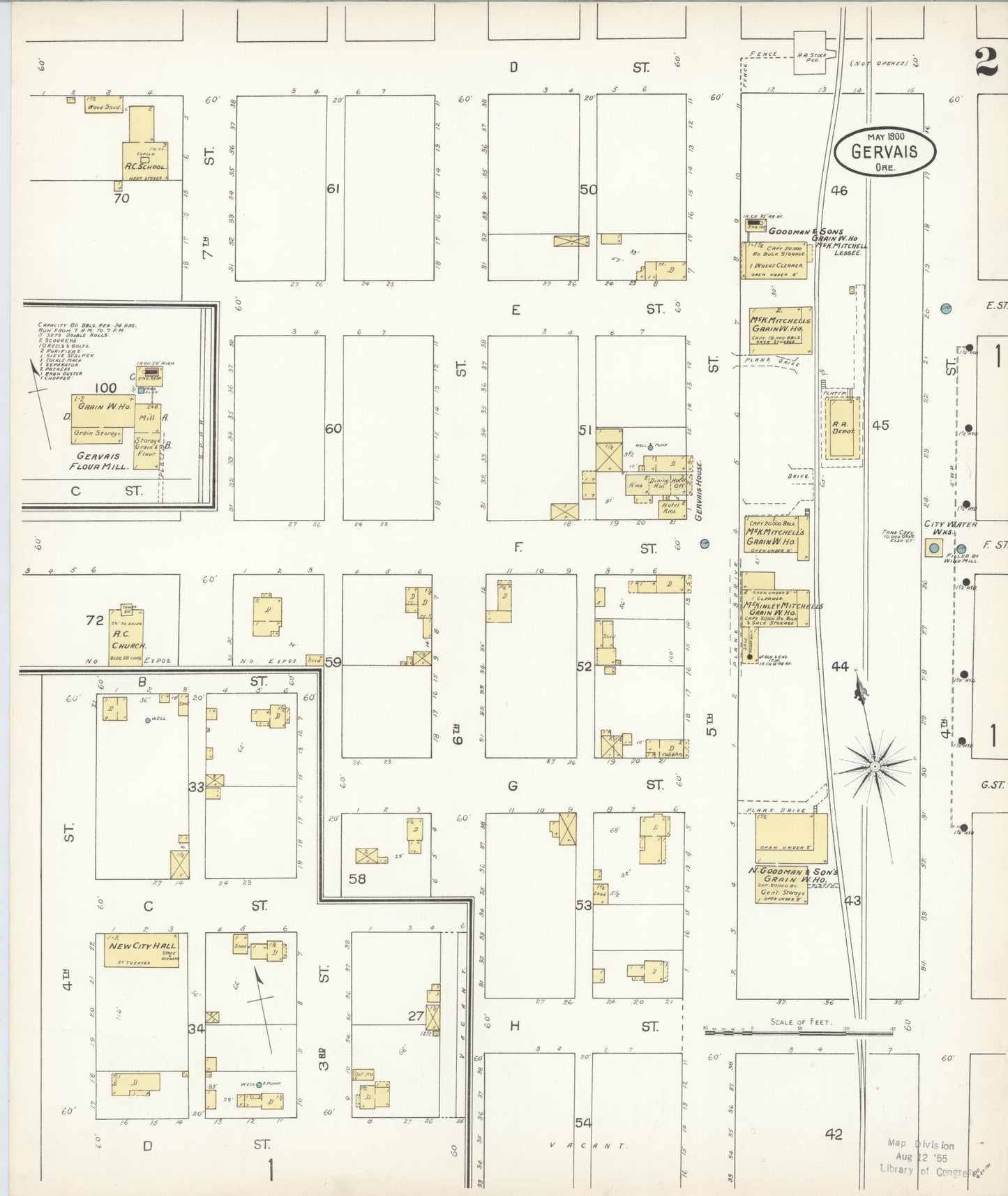 Sanborn Fire Insurance Map from Gervais, Marion County, Oregon (1900), Sheet #0002 - Complete Map Set gallery image, historic Sanborn map, vintage wall art, Oregon Oregon