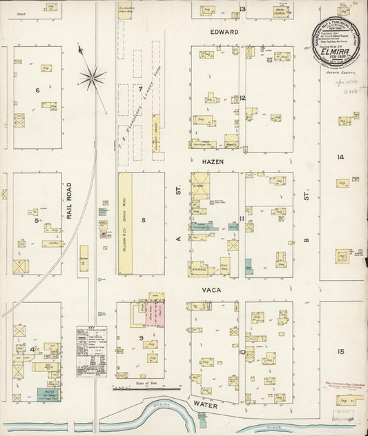 Sanborn Fire Insurance Map from Elmira, Solano County, California (1888), Sheet #0001 - Historic Sanborn Fire Insurance Map Print, vintage old map wall art, antique decor, genealogy gift, California California map
