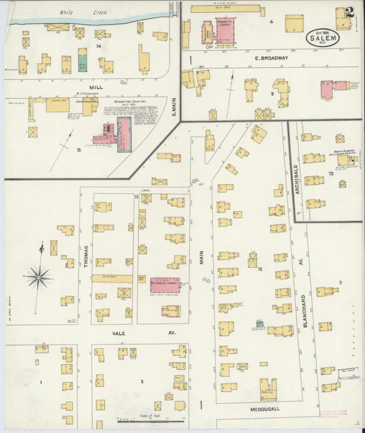 Sanborn Fire Insurance Map from Salem, Washington County, New York (1904), Sheet #0002 - Historic Sanborn Fire Insurance Map Print, vintage old map wall art, antique decor, genealogy gift, New York New York map