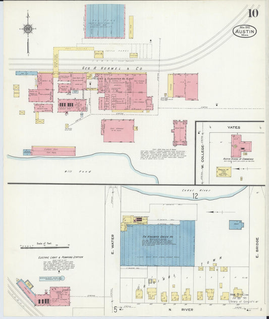 Sanborn Fire Insurance Map from Austin, Mower County, Minnesota (1910), Sheet #0010 - Historic Sanborn Fire Insurance Map Print, vintage old map wall art, antique decor, genealogy gift, Minnesota Minnesota map