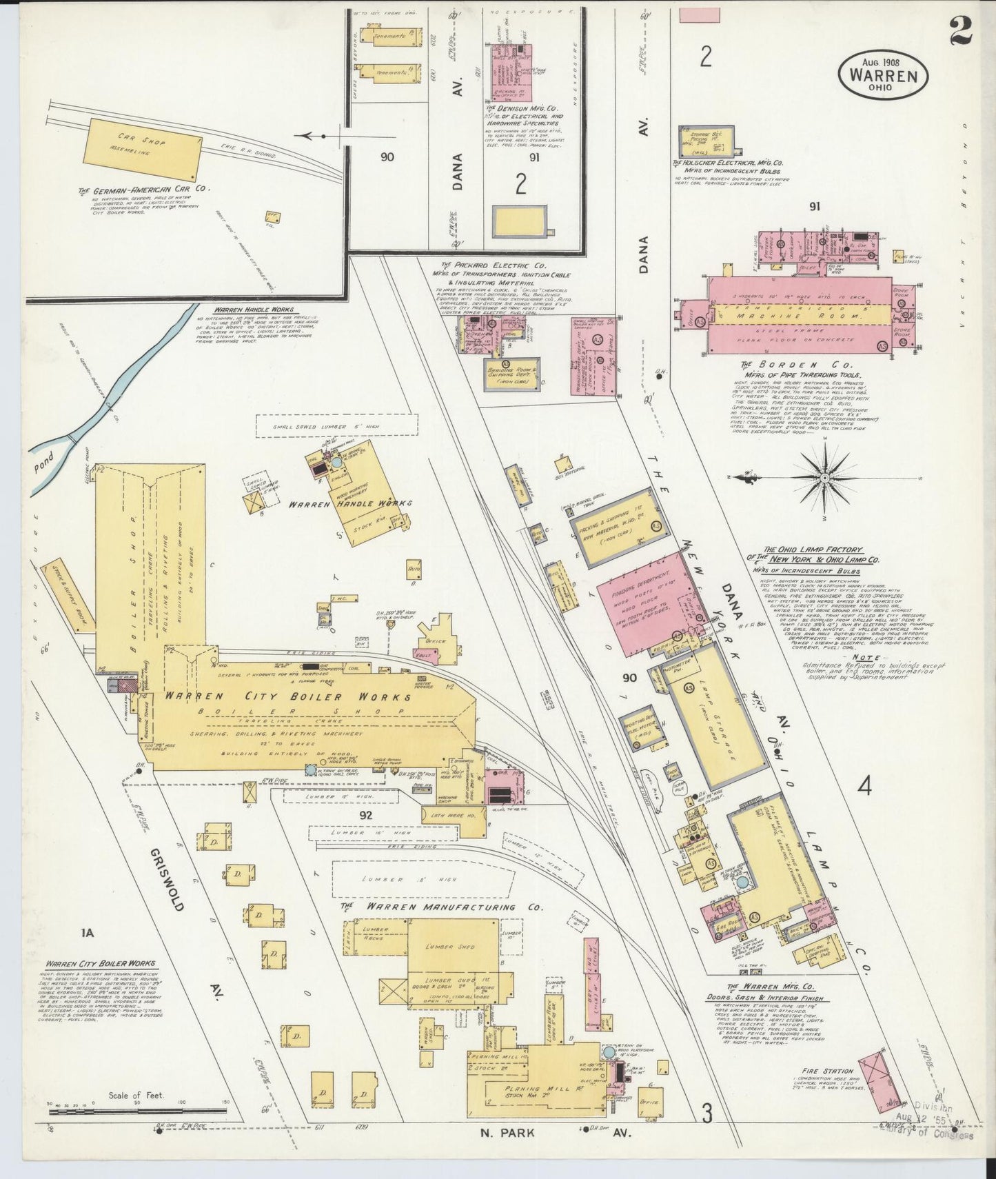 Sanborn Fire Insurance Map from Warren, Trumbull County, Ohio (1908), Sheet #0002 - Complete Map Set gallery image, historic Sanborn map, vintage wall art, Ohio Ohio