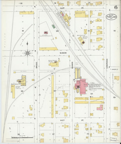 Sanborn Fire Insurance Map from Portland, Jay County, Indiana (1902), Sheet #0006 - Historic Sanborn Fire Insurance Map Print, vintage old map wall art, antique decor, genealogy gift, Indiana Indiana map