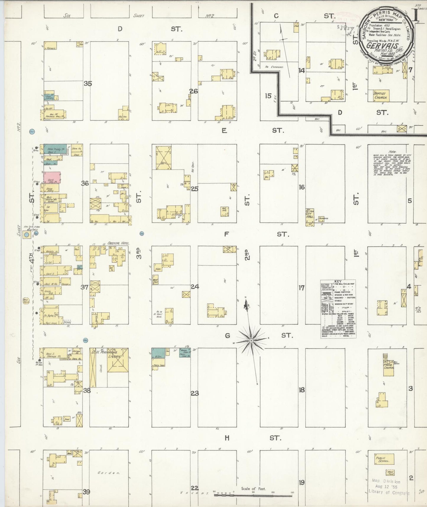 Sanborn Fire Insurance Map from Gervais, Marion County, Oregon (1892), Sheet #0001 - Complete Map Set gallery image, historic Sanborn map, vintage wall art, Oregon Oregon