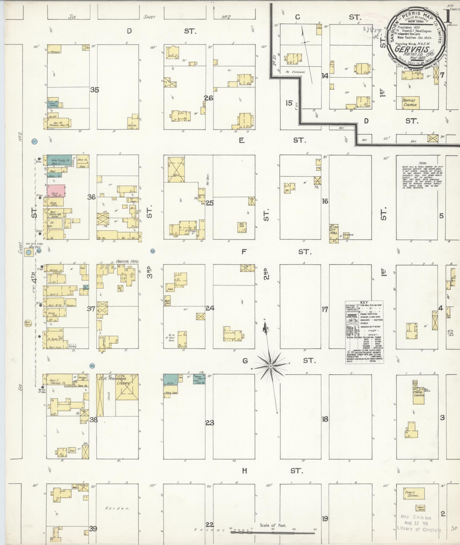 Sanborn Fire Insurance Map from Gervais, Marion County, Oregon (1892), Sheet #0001 - Complete Map Set gallery image, historic Sanborn map, vintage wall art, Oregon Oregon