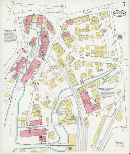 Sanborn Fire Insurance Map from Amesbury, Essex County, Massachusetts (1918), Sheet #0007 - Complete Map Set gallery image, historic Sanborn map, vintage wall art, Massachusetts Massachusetts