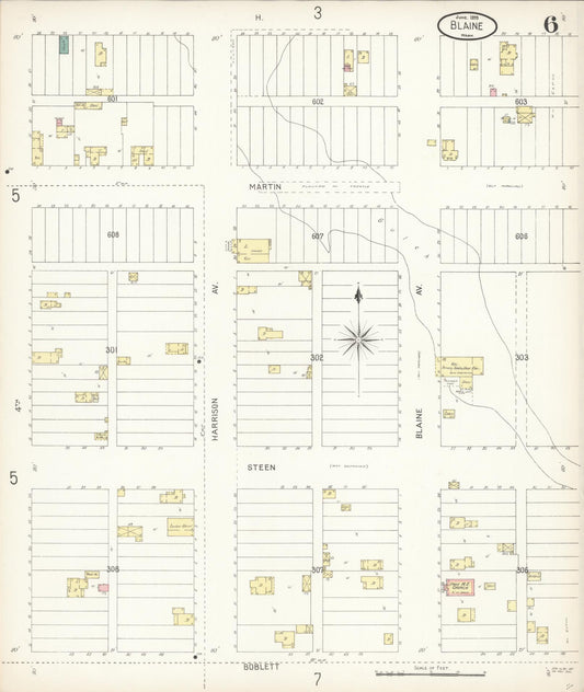 Sanborn Fire Insurance Map from Blaine, Whatcom County, Washington (1899), Sheet #0006 - Historic Sanborn Fire Insurance Map Print, vintage old map wall art, antique decor, genealogy gift, Washington Washington map