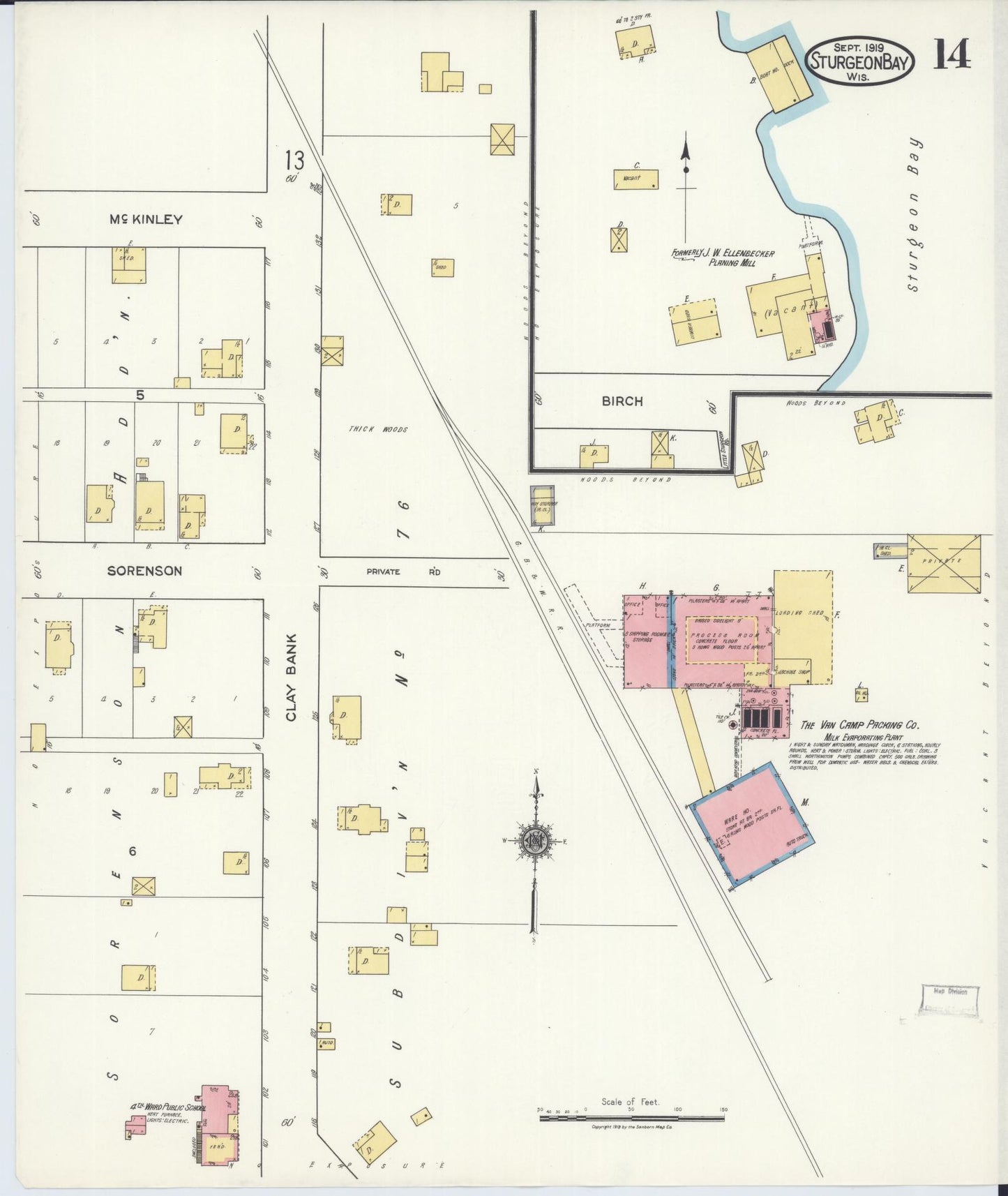 Sanborn Fire Insurance Map from Sturgeon Bay, Door County, Wisconsin (1919), Sheet #0014 - Complete Map Set gallery image, historic Sanborn map, vintage wall art, Wisconsin Wisconsin