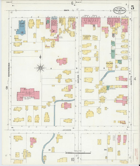 Sanborn Fire Insurance Map from Palmyra, Wayne County, New York (1906), Sheet #0005 - Historic Sanborn Fire Insurance Map Print, vintage old map wall art, antique decor, genealogy gift, New York New York map