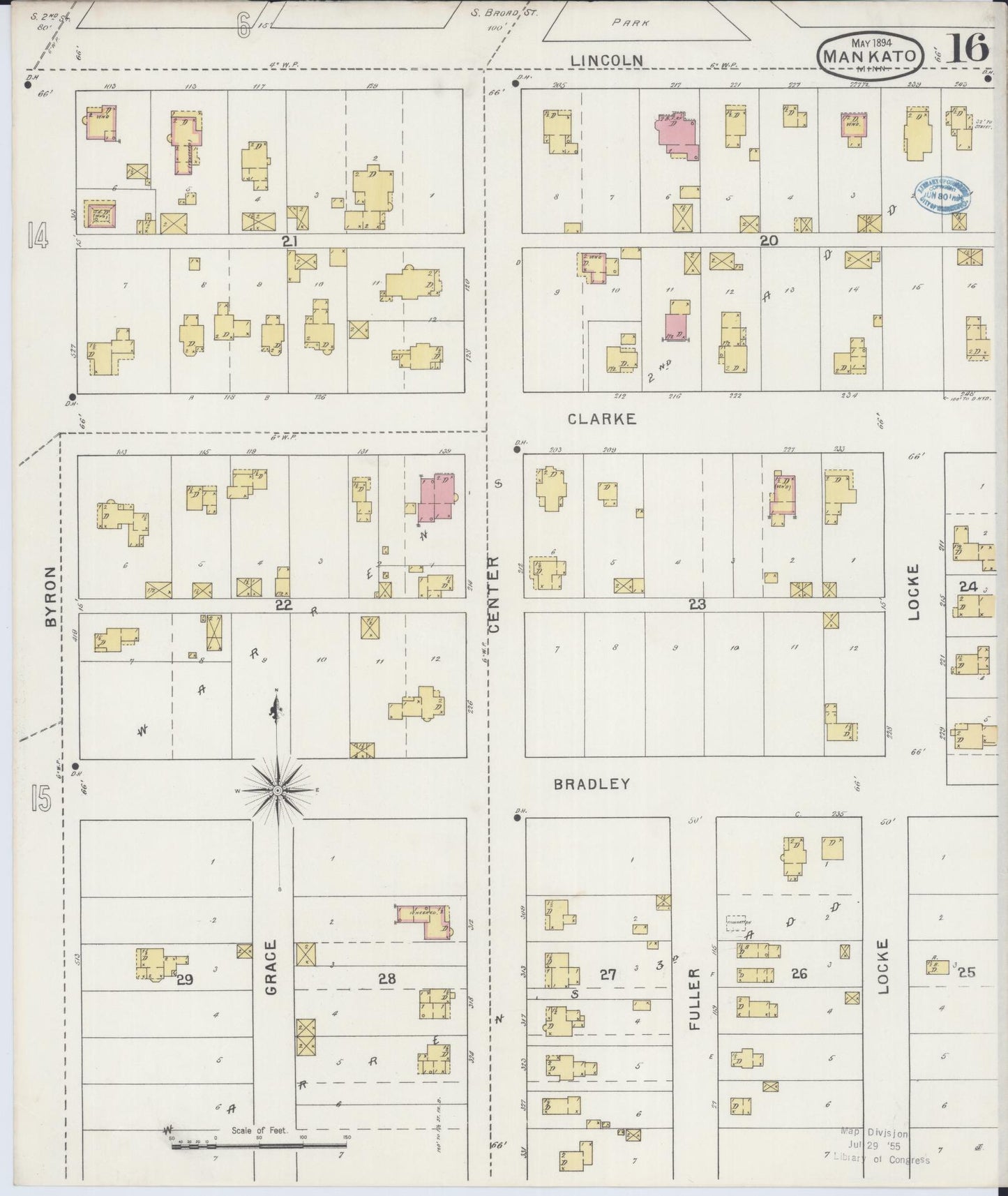 Sanborn Fire Insurance Map from Mankato, Blue Earth County, Minnesota (1894), Sheet #0016 - Complete Map Set gallery image, historic Sanborn map, vintage wall art, Minnesota Minnesota